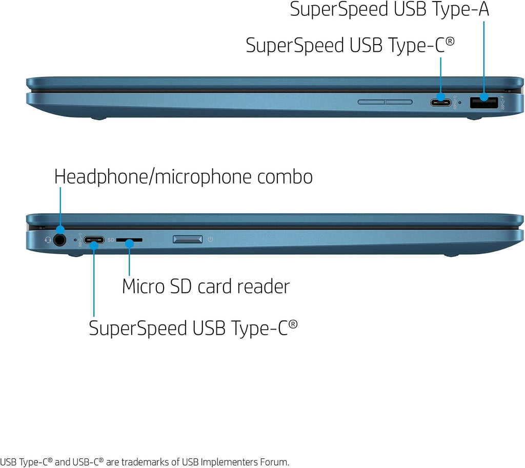 HP Laptop X360 14a Chromebook 14' HD Touchscreen, Entertaining from Any Angle Intel Celeron, 4GB DDR4 64GB eMMC WiFi Webcam Stereo Speakers Bluetooth 4.2 Chrome Blue Metallic Color