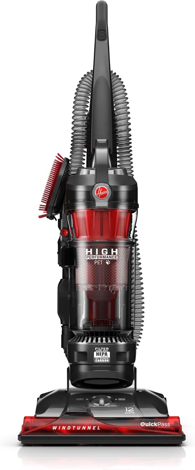 Hoover WindTunnel 3 High Performance Pet Bagless Vacuum Cleaner, Corded Upright Vac, HEPA Media Filtration, Quick Pass Brushroll, Corded Vacuum Cleaners for Home Use