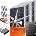 1600W Wind Solar Generator Kit with 3000W Inverter: 400W Wind Turbine(6 Blades) + 10PCS 120W Mono Solar Panels + MPPT Charge Controller + Accessories (1600W kit with 3000W Inverter, for 24V System)