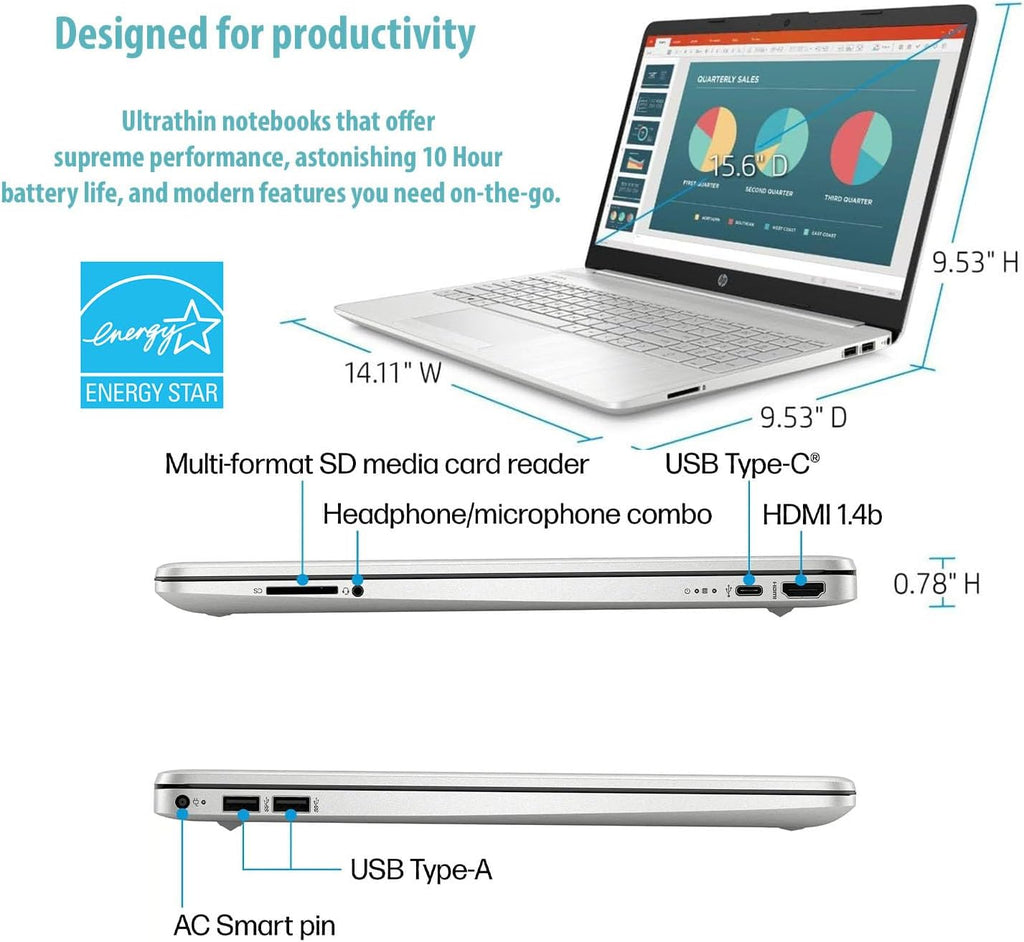HP Pavilion 15.6 HD Laptop | AMD Ryzen 3 | 16GB Memory | 512GB PCIe SSD | Windows 11 Pro | 10-Hr Long Battery Life | AMD Radeon Graphics | Wi-Fi | HDMI | w/WOWPC Recovery USB