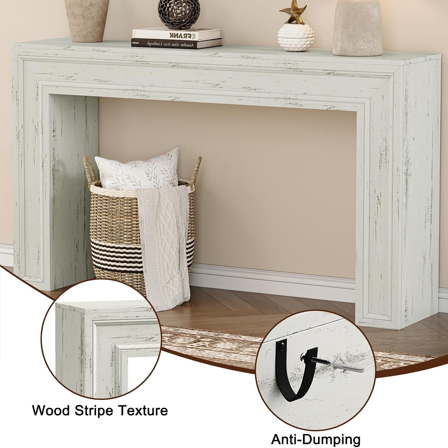 Rresyet 55 Inch Long Console Table, Sofa Table Behind Couch, Entryway Table, Farmhouse Entryway Table for Entrance, Hallway, Living Room (White)