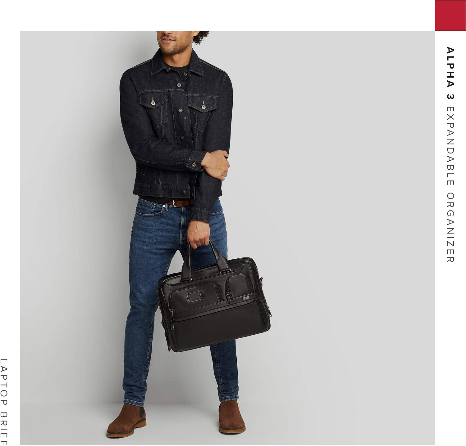 TUMI - Alpha Medium 15' Expansion Laptop Briefcase - Professional Briefcase for Commute or Travel - Padded Compartment Fits up to 15' Screen - Black Leather