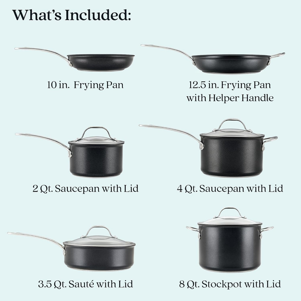Anolon X Hybrid Nonstick Cookware Induction / Pots and Pans Set, 10 Piece - Dark Gray