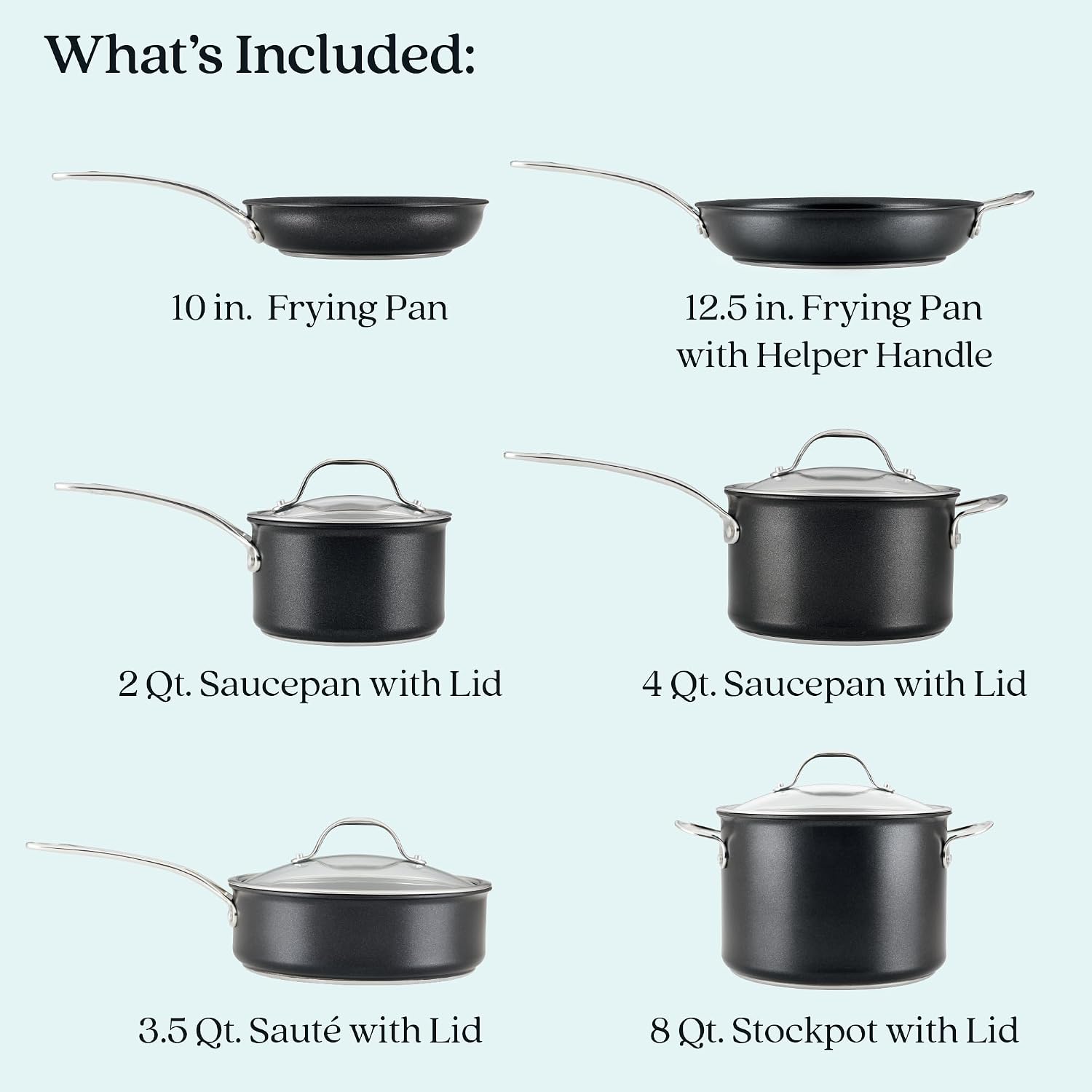 Anolon X Hybrid Nonstick Cookware Induction / Pots and Pans Set, 10 Piece - Dark Gray