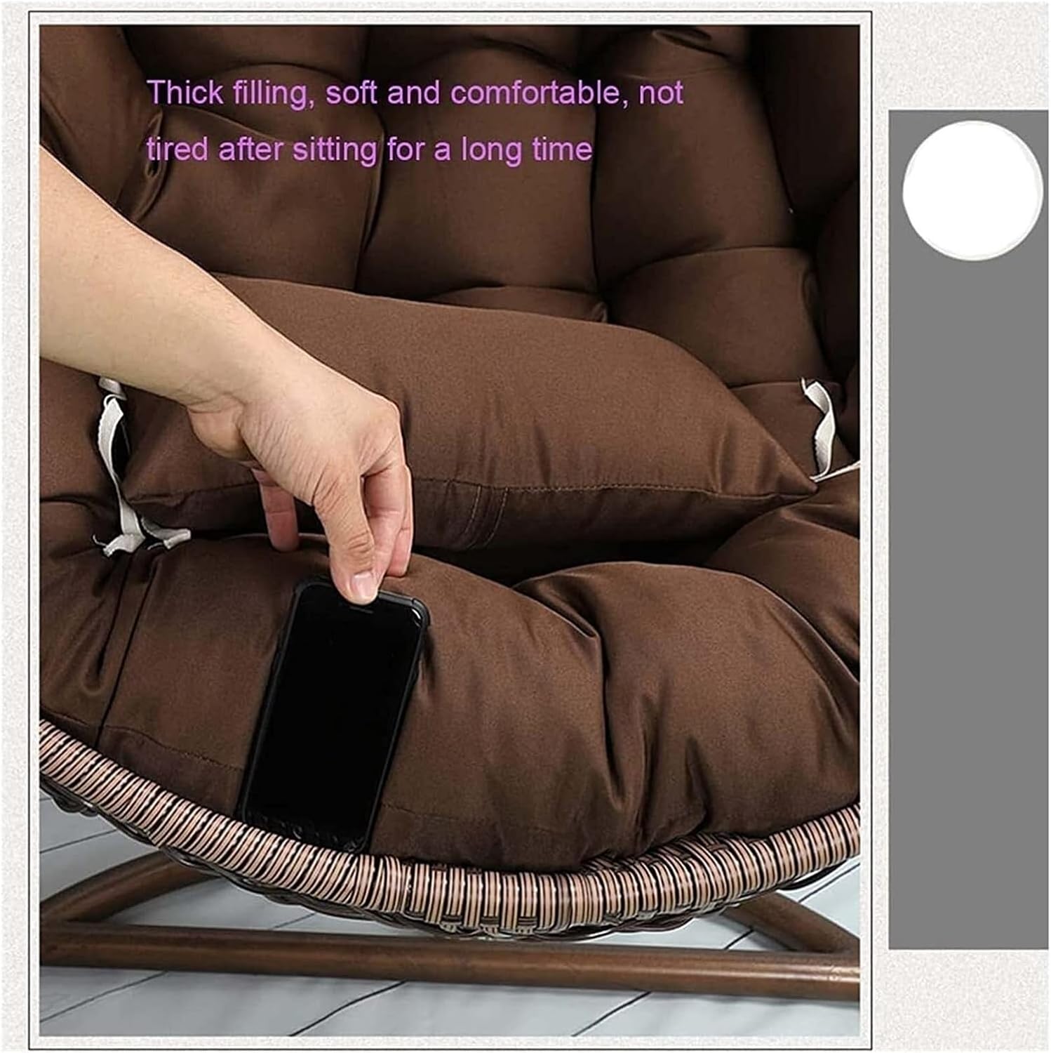 Double Egg Chair Cushion, 59x43In/67x47In 2-3 Seater Waterproof Removable Swing Cushion Replacement for Outdoor Egg Chair, Patio Swing and Rocking Chair, Indoor/Outdoor Use