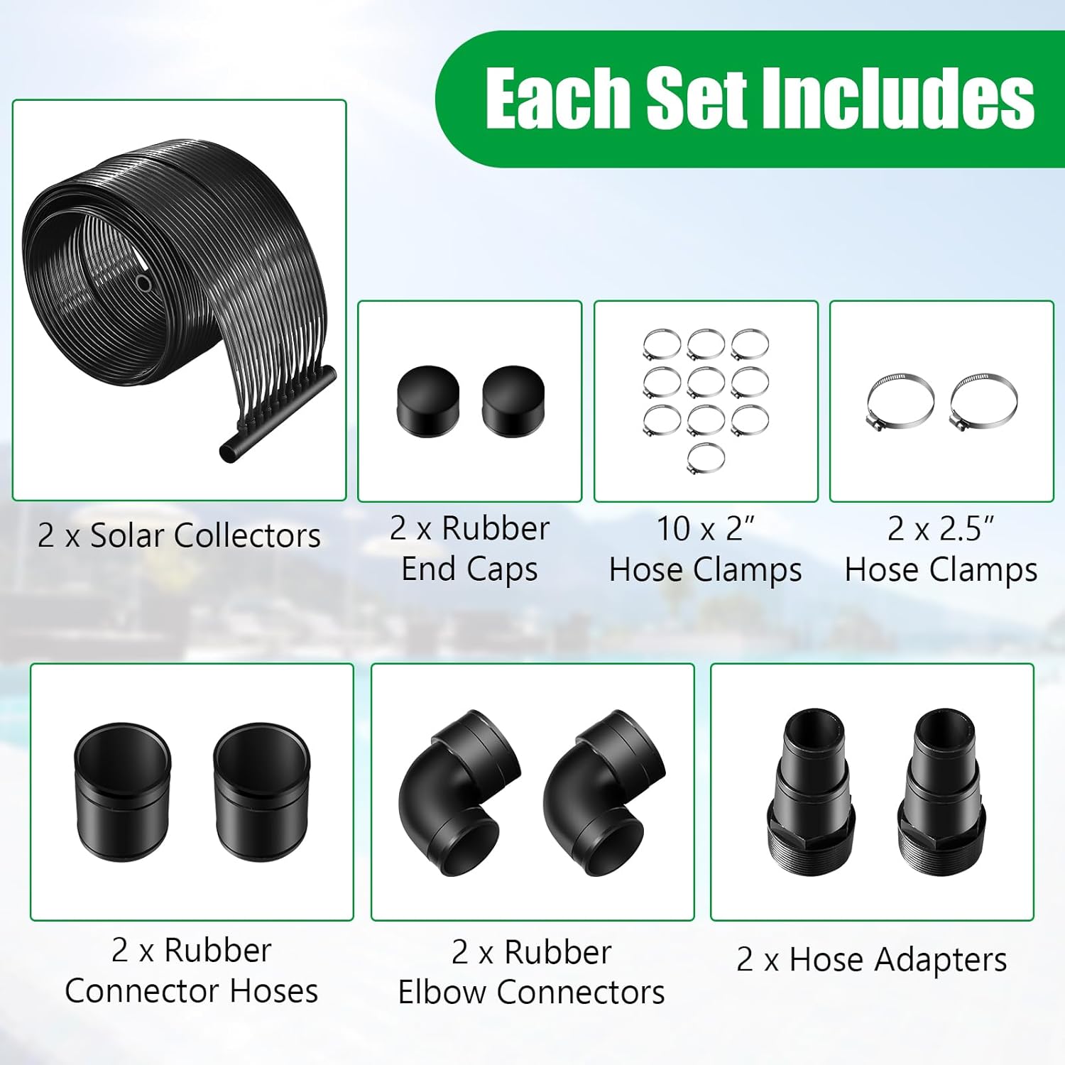IRONMAX Solar Pool Heater, 2.5 x 20 Feet Above Ground/Inground Solar Panels for Pool Heating, Weatherproof Pool Warmer, Portable Swimming Pool Heaters System for Outdoor Roofs