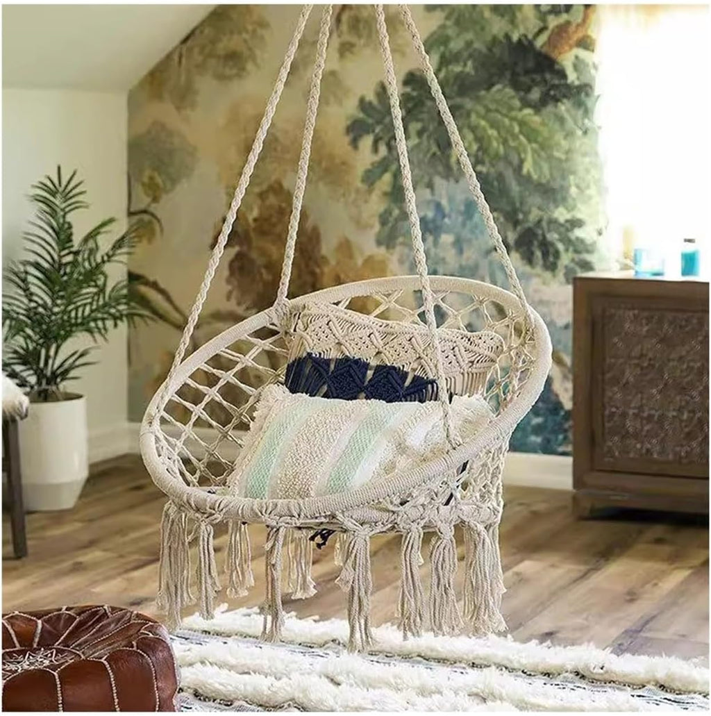 Wicker Chairs Hanging Basket Outdoor Cotton Rope Hanging Chair Balcony Rocking Chair Indoor Homestay Swing Patio Chair