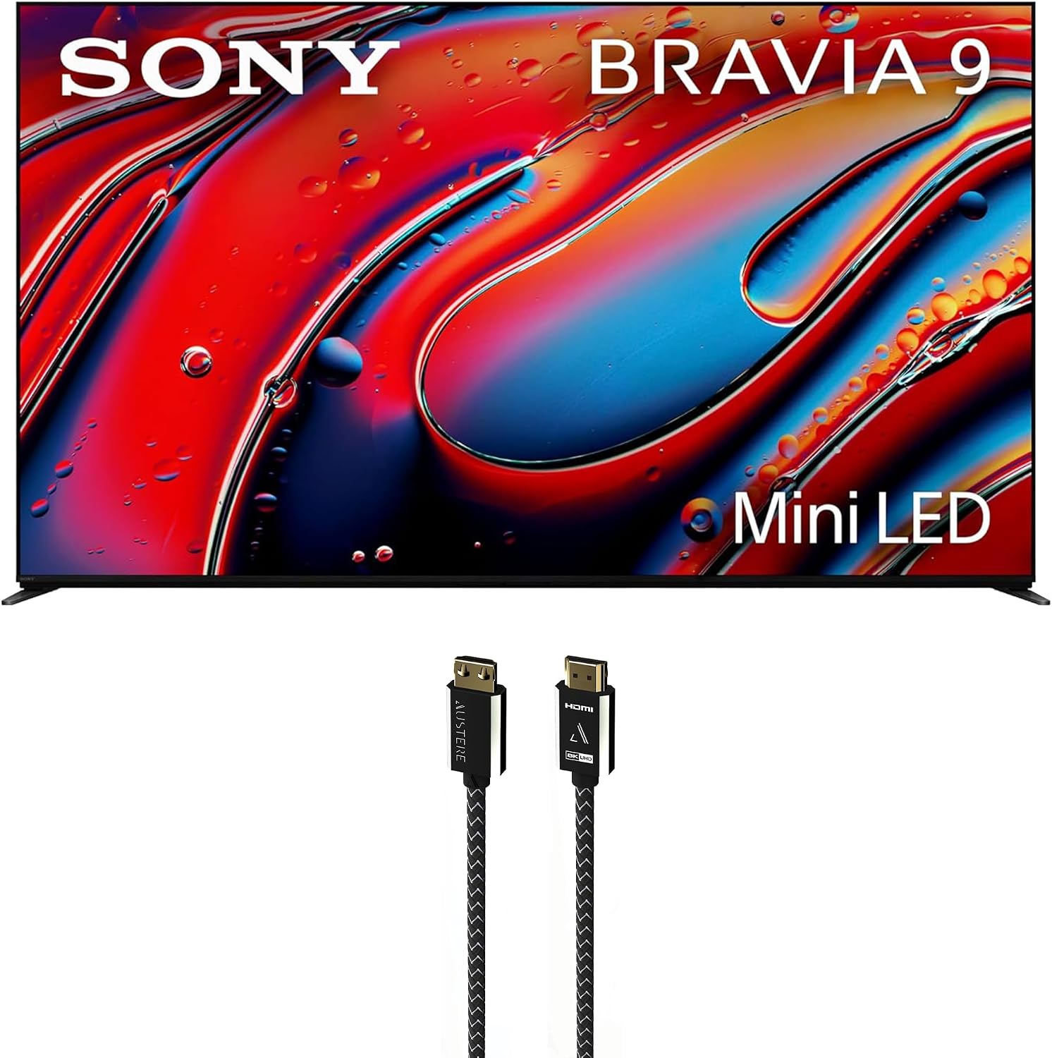 Sony K85XR90 85 Inch XR90 Series Bravia Mini LED HDR QLED 4K Google TV with an Austere 7S-8KHD2-2.5M VII Series 2.5m Premium Braided 8K HDMI Cable (2024)