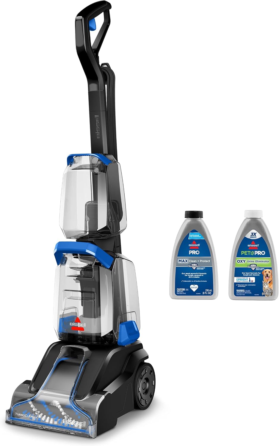 BISSELL TurboClean, Upright Carpet Cleaner, Pro Max Clean & Protect + Oxy Urine Eliminator Formula Included, 3952