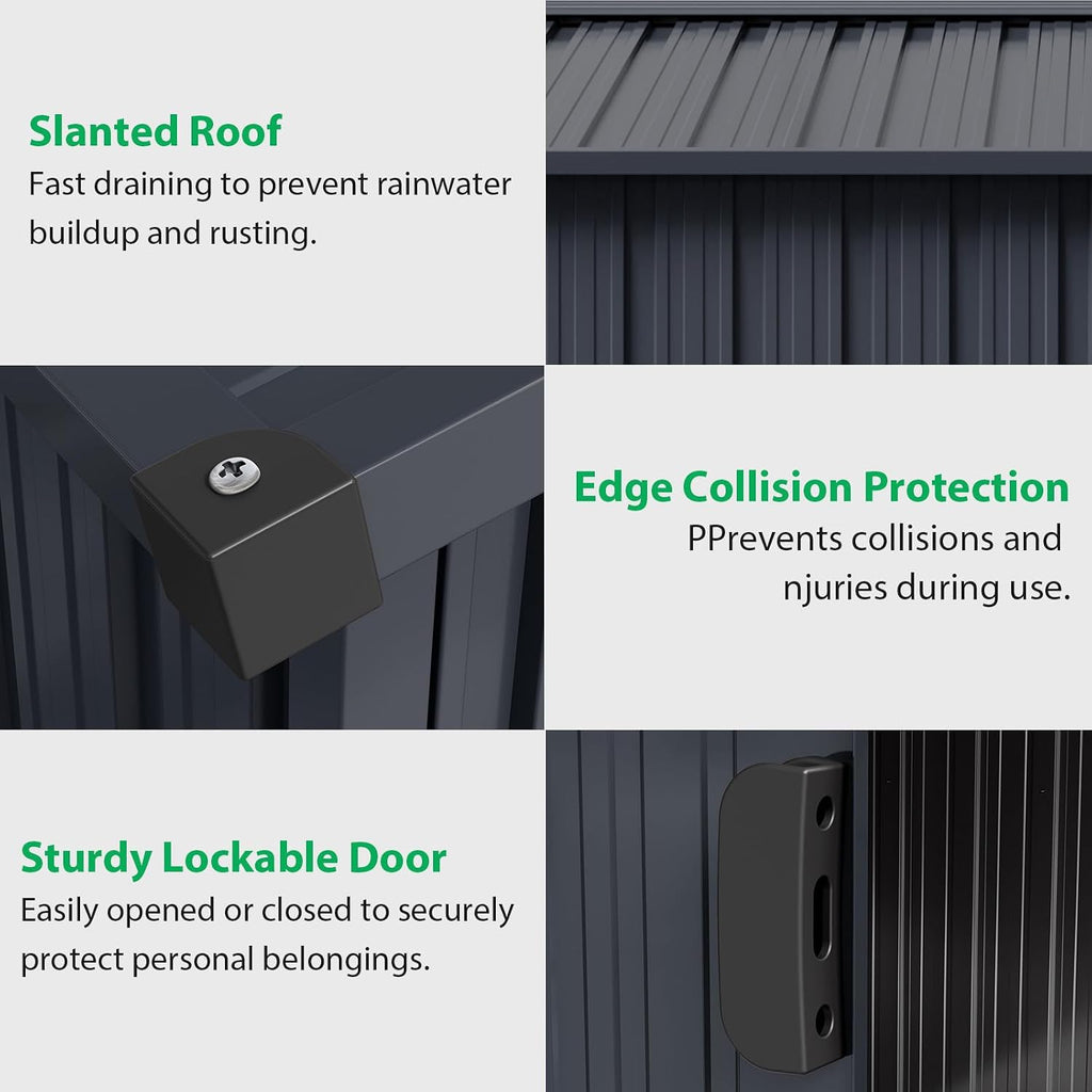GarveeLife Outdoor Storage Shed 12 x 10 ft, Outdoor Tool Metal Shed with Lockable Door, Air Vents and Sloping Roof, Metal Aluminum Waterproof Tool Sheds for Yard, Garden, Patio, Garage, Lawn, Gray