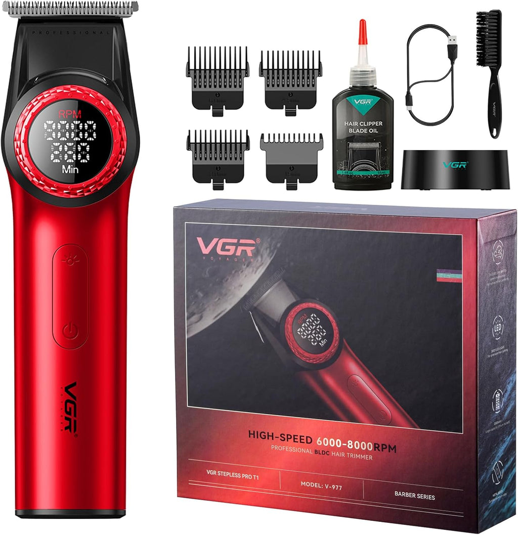 VGR Professional Hair Clippers for Men, T-Blade Trimmer Zero Gapped Cordless Barber Clippers, Triple Floating Blade Foil Shaver Men's Electric Razor, 3 Piece Men's Grooming Kit with LED Display