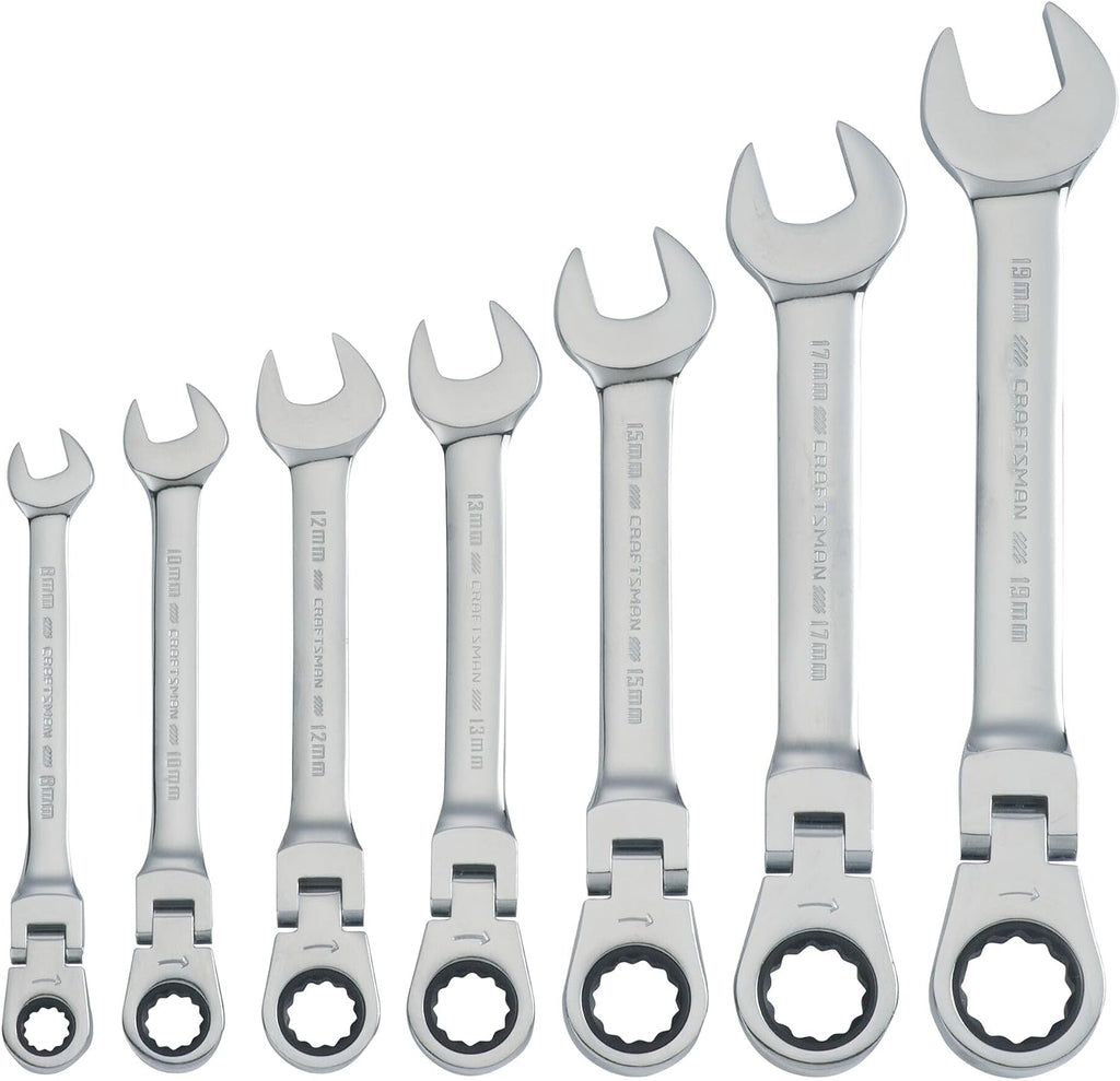 CRAFTSMAN Ratchet Set, 72-Tooth, 180 Degree Flexi Head Design, Solid Chrome Finish (CMMT87009), 7 Count (Pack of 6)