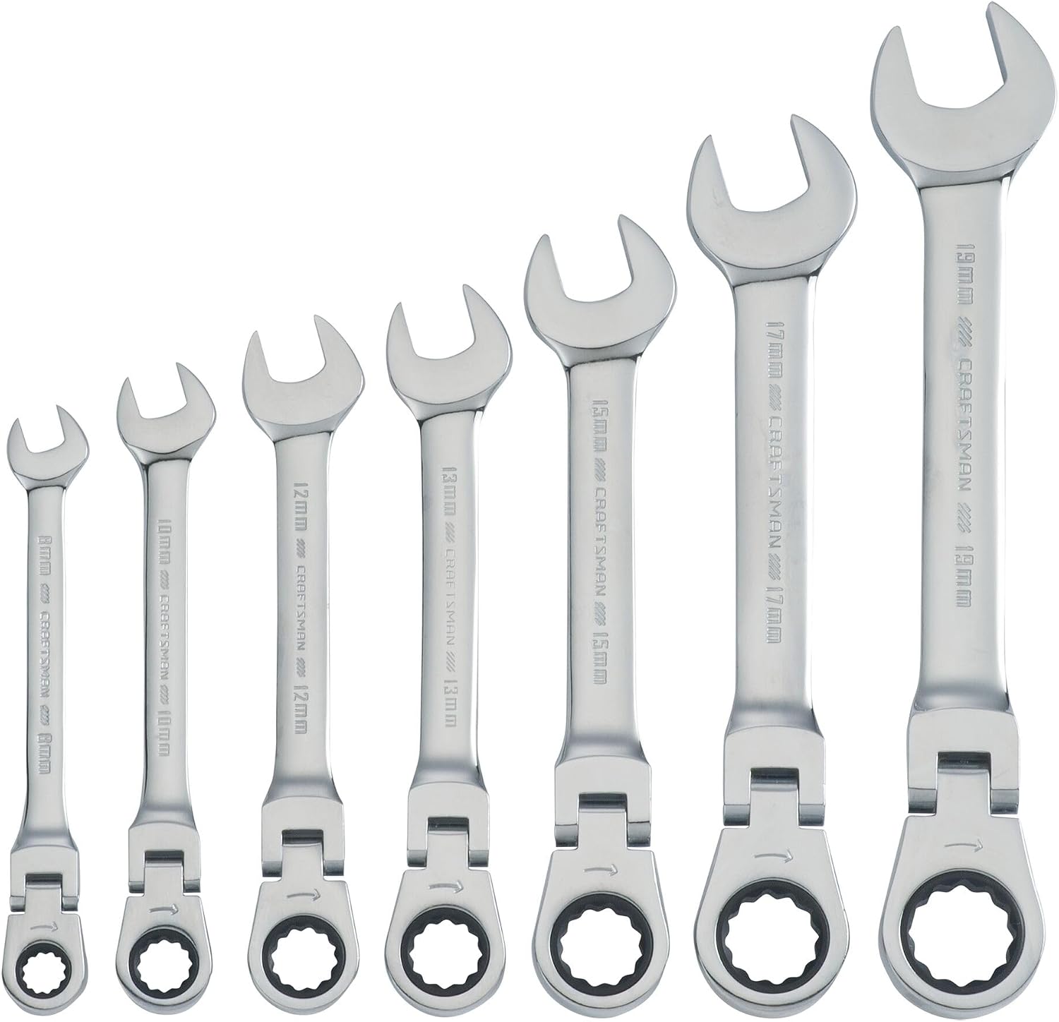 CRAFTSMAN Ratchet Set, 72-Tooth, 180 Degree Flexi Head Design, Solid Chrome Finish (CMMT87009), 7 Count (Pack of 6)
