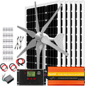 1000W 24V Wind Solar Kit for RV Home Cabin Boat : 6 * 100W Glass Solar Panels + 400W Wind Turbine Generator + Solar/Wind Charge Controller +3000W Inverter +Accessories