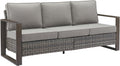 Rilyson Outdoor Couch Wicker Patio Sofa, Rattan Patio Furniture Sofa with Sturdy Frame,All-Weather PE Wicker,Wide Armrest,Deep Seating and Thick Cushions for Deck Porch Garden(Mixed Grey/Grey)