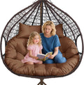 Double Egg Chair Cushion, 59x43 Inch/67x47 Inch, Thickened Waterproof Removable Double Hanging Egg Swing Chair Cushions, Outdoor Patio Hanging Basket Chair Cushions