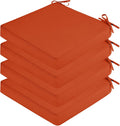 SK Studio Outdoor Chair Cushions for Patio Furniture, Set of 4 Waterproof Square Corner Memory Foam Patio Chair Cushion with Adjustable Ties Outdoor Seat Cushions, Orange Red, 17'x17'x3'