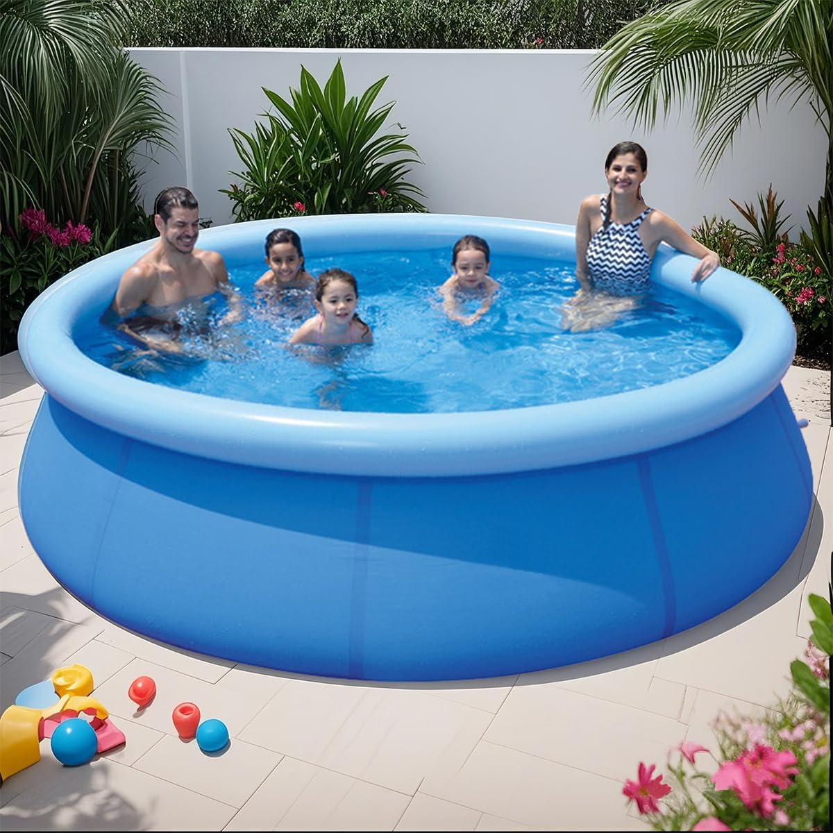 Inflatable Top Ring Swimming Pool, Blue (12ft x 36in)