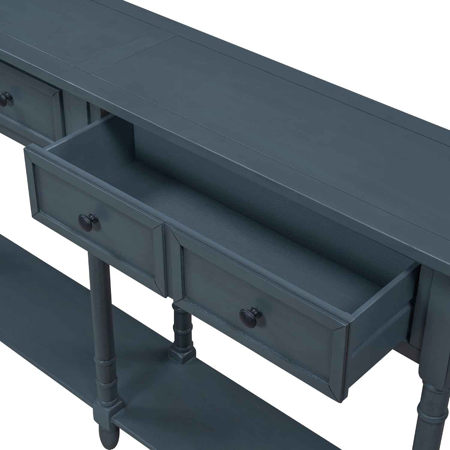 Merax Console Table Sofa Table with Two Storage Drawers and Bottom Shelf for Living Room, Entryway, Easy Assembly (Antique Navy)