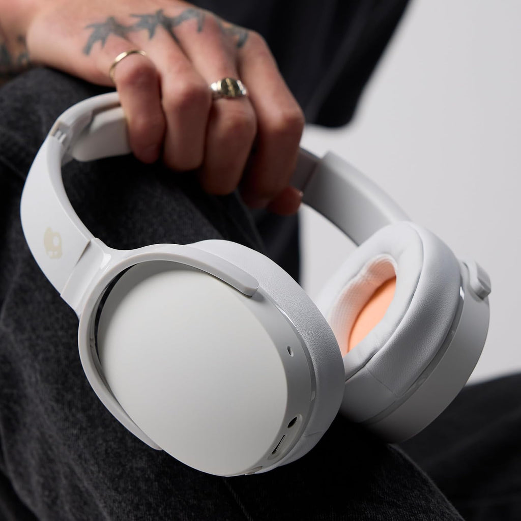 Skullcandy Hesh Evo Wireless Over-Ear Bluetooth Headphones, Noise Isolating, Up to 36 Hours Battery, Foldable Lightweight Design, Microphone for iPhone Android - Bone