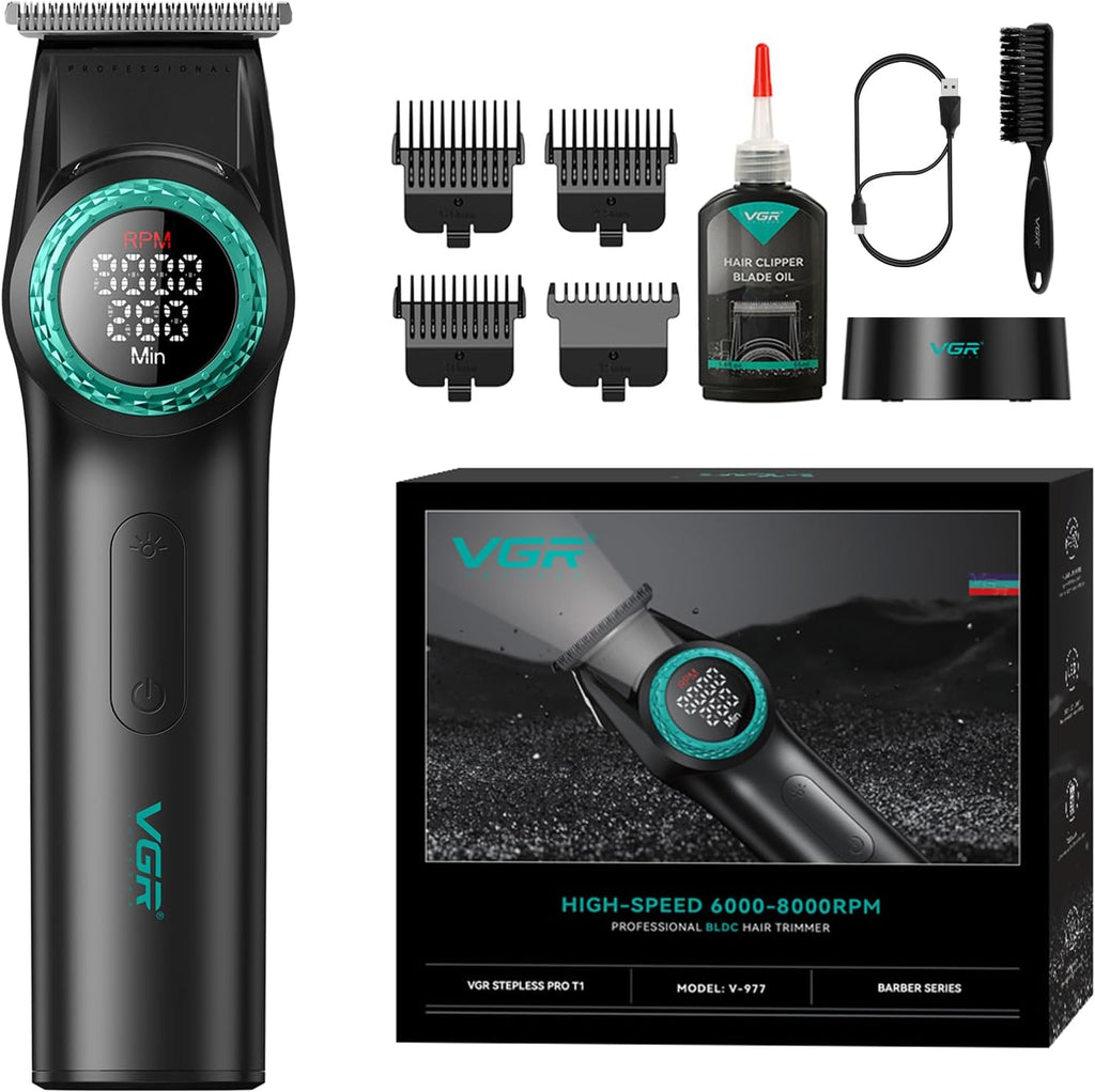 VGR Professional Hair Clippers for Men, T-Blade Trimmer Zero Gapped Cordless Barber Clippers, Triple Floating Blade Foil Shaver Men's Electric Razor, 3 Piece Men's Men's Grooming Kit with LED Display