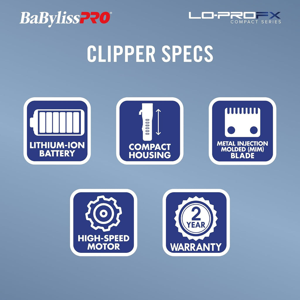 BaBylissPRO High-Performance LO-PROFX Compact Clipper for Hair