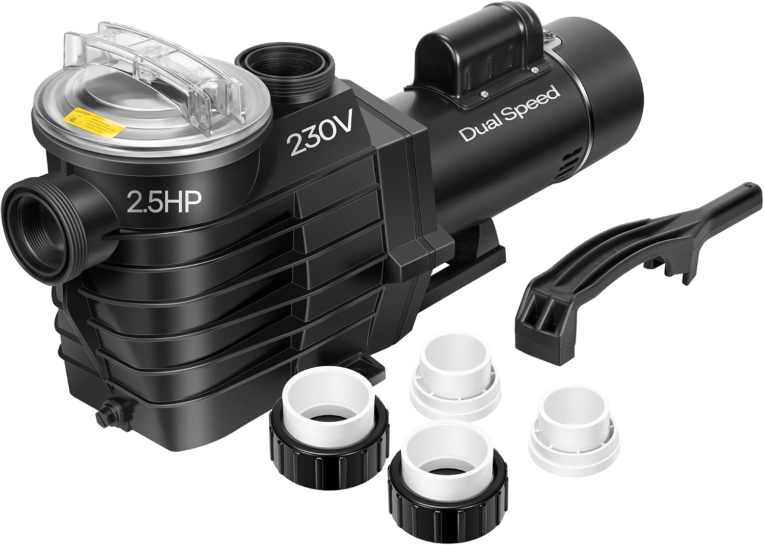 VIVOHOME 2.5HP 230V Pool Pump, Dual Speed with High Lift 79FT, Self-Priming DOE Energy Saving, 1.5' & 2' Connectors w/Strainer Basket for In-Ground Pools