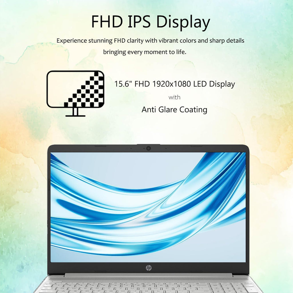 HP 15 Laptop for School, Work, and Home + Microsoft Office 365, 8GB RAM, 512GB SSD, 15.6' FHD 1080p LED Display, Copilot AI, Fast Intel Processor, HDMI, Windows 11 Pro