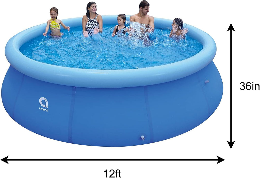 12ft x 36in Inflatable Swimming Pool, Outdoor Above Ground Blow Up Pool, Top Ring Easy Set Pool