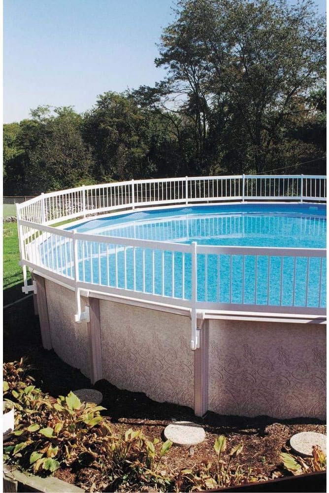 Blue Wave 24-inch Above Ground Pool Fence Kit for Privacy & Safety, 8 Sections – Made with Sturdy, Weather-Resistant Vinyl & Mounting Brackets – Easy to Install Above Ground Pool Accessories – White