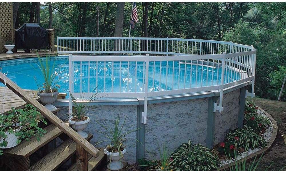Blue Wave 24-inch Above Ground Pool Fence Kit for Privacy & Safety, 8 Sections – Made with Sturdy, Weather-Resistant Vinyl & Mounting Brackets – Easy to Install Above Ground Pool Accessories – White