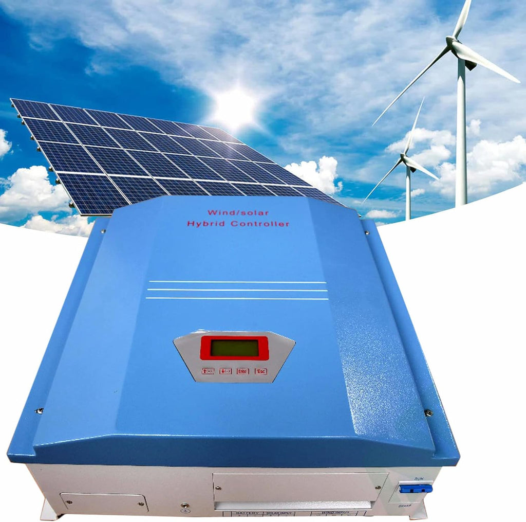 3KW Wind Solar Hybrid PWM Controller with Dump Load Built-in Wind Turbine Generator 3000W PV Solar Panels 1000W Charging Booster Regulator with LCD Display Charge 120V Battery Off Grid System
