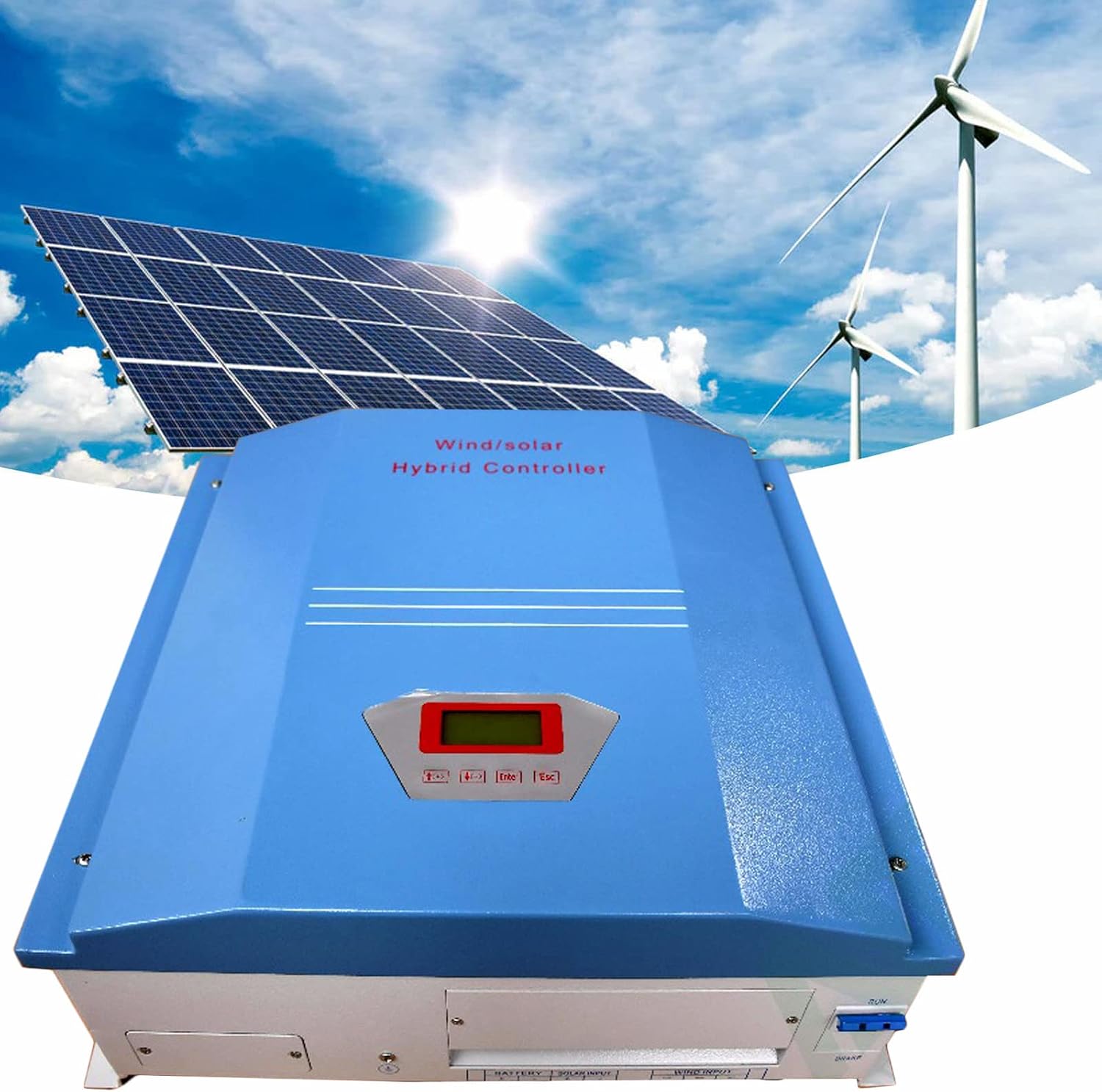 3KW Wind Solar Hybrid PWM Controller with Dump Load Built-in Wind Turbine Generator 3000W PV Solar Panels 1000W Charging Booster Regulator with LCD Display Charge 120V Battery Off Grid System