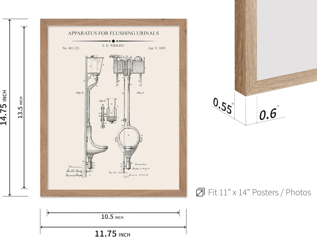 Poster Master 4-Piece Toilet Paper Rolls Blueprint Poster - Water Closet Patent Print - Toilet Art - Bathroom Art - Toilet Paper Art -Technical Drawing Art - Bathroom Decor, 11x14 Beige Framed