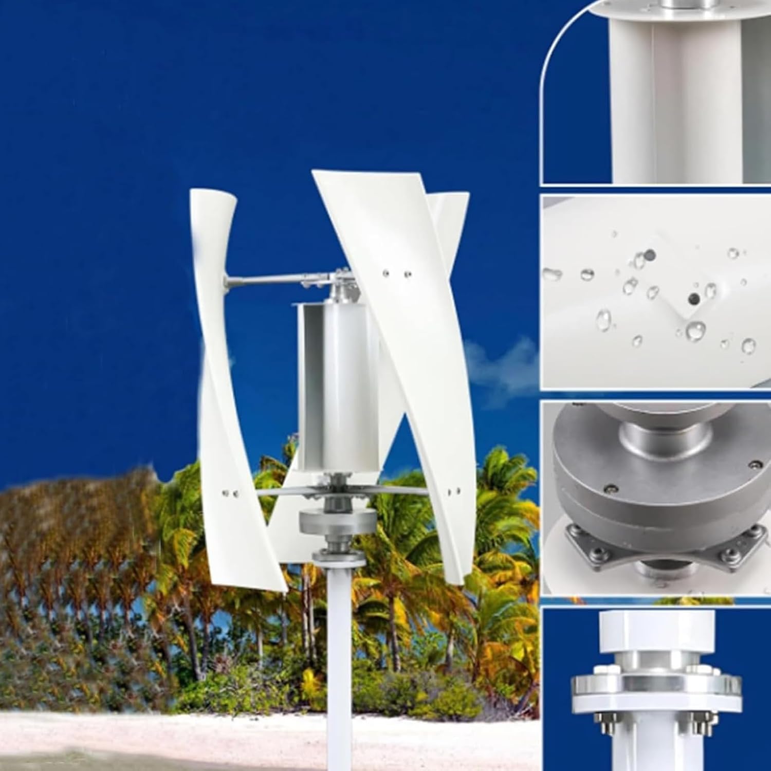 3000W Wind Turbine Generator Set, Household Noise Free 3-Blade Windmill Generator 12V 24V 48V 220V with Controller Suitable for Ships, Terraces, Cabins, Homes