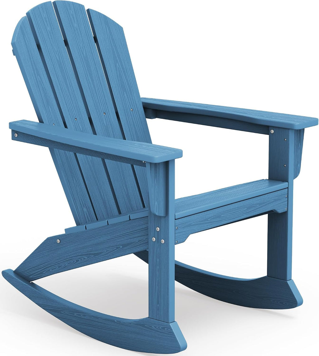 SERWALL Outdoor Adirondack Rocking Chair, All-Weather HDPE Adirondack Rocker Chair, Front Porch Rocker Chairs for Patio Lawn Porch Deck, Navy