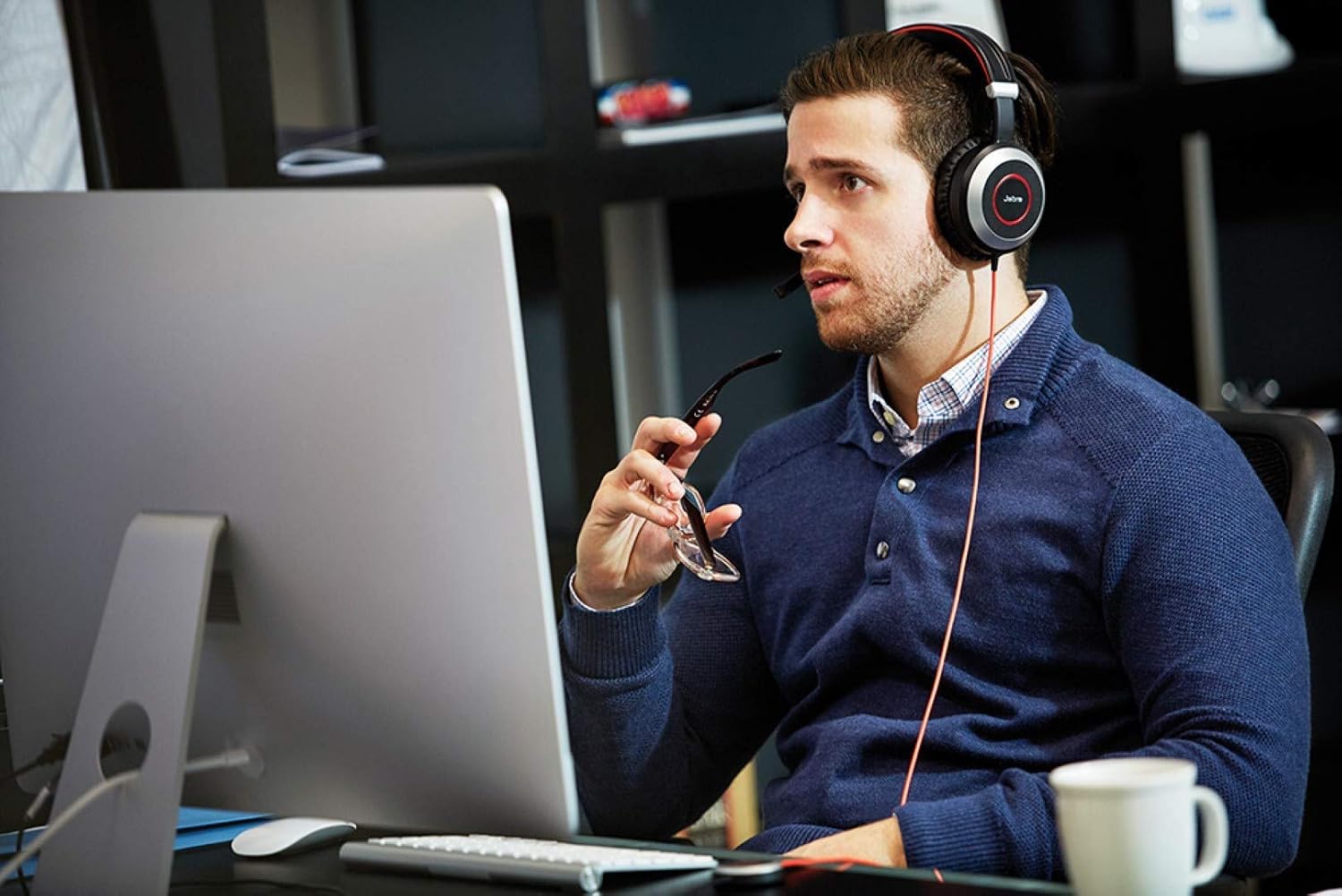 Jabra Evolve 80 UC Wired Headset Professional Telephone Headphones with Unrivalled Noise Cancellation for Calls and Music, Features World-Class Speakers and All Day Comfort