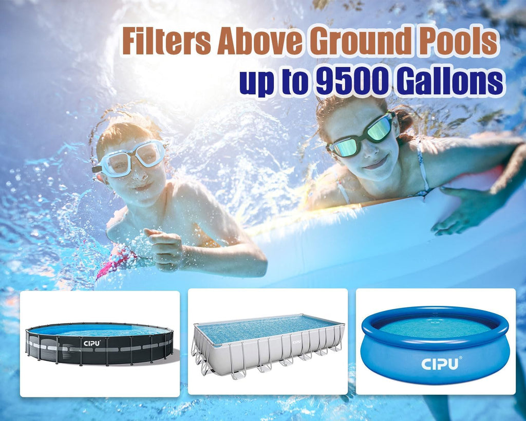 CIPU 14 inch Sand Filter Pump System Handy 6-Way Valve for Above Ground Pools with 0.5HP Prefilter Pool Pump with Timer 115V 25FT Inline GFCI Power Cord for Easy Installation