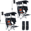 Nice C Chair with Canopy, Heated Camping Chair with Battery, Outdoor Sports Chairs with Shade, Heated Folding Umbrella Lawn Chairs, with Removable Footrest (2-Pack)
