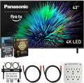 Panasonic TV-43W70BP W70 Series 43 inch LED 4K Ultra HD Smart Fire TV Bundle with 2X HDMI 2.0 Cable, TV Wall Mount, 6-Outlet Surge Adapter, Theater Essentials and Exclusive 26 Month Protection Pack