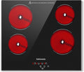 Electric Cooktop 24 Inch 4 Burners Built-in Electric Stove Top with Sensor Touch Control Child Safety Lock 9 Heating Power Settings, 6800 High Power, 220-240v Hard Wired