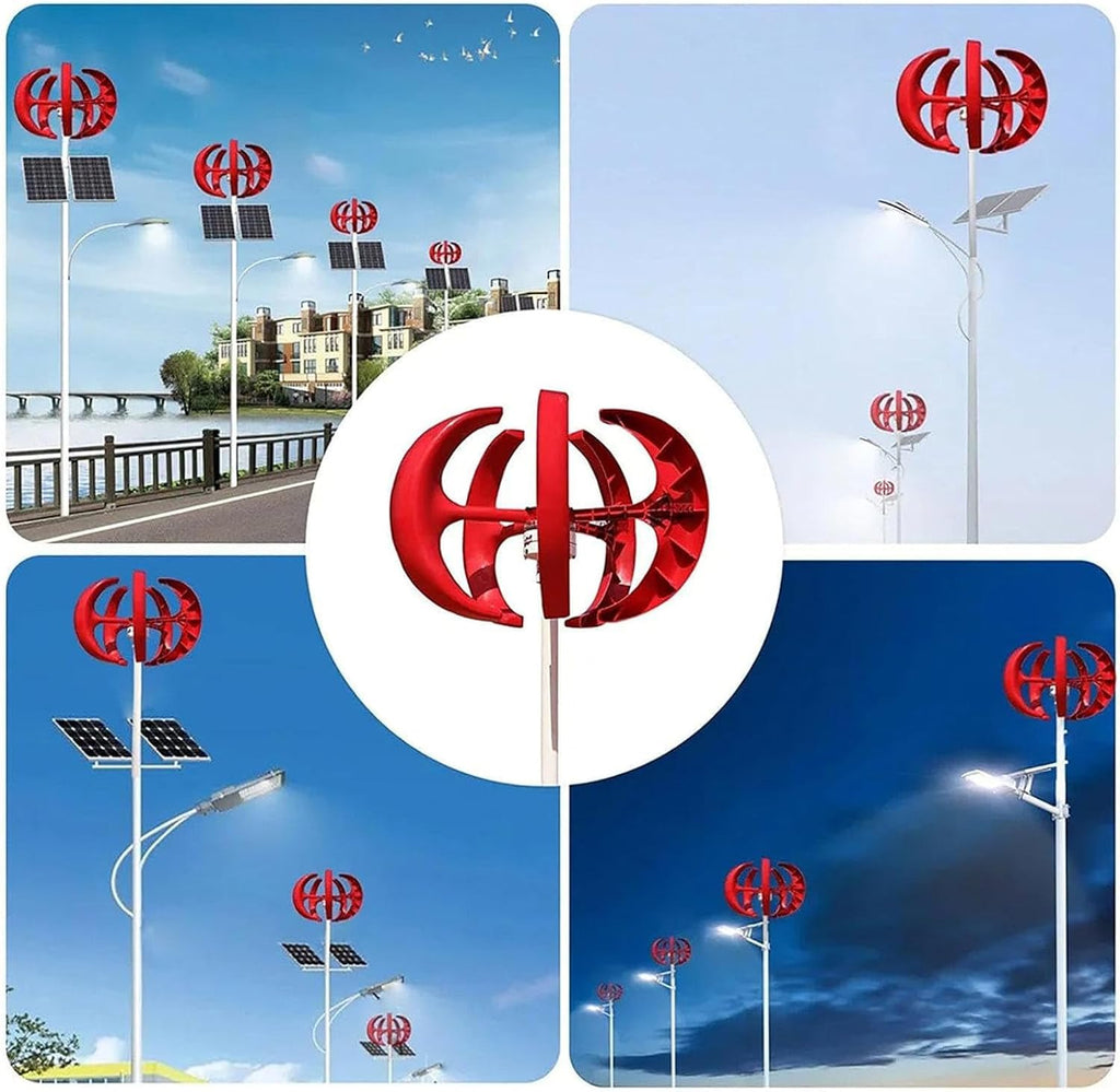 3000W/4000W/5000W Wind Turbine Generator, 12V 24V 48V 5 Blades Vertical Wind Turbine Kit, 3 Phase AC Permanent Magnet Generator with Controller, Small Wind Turbine Generator,3000W-48V