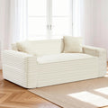 3 Seater Sofa Couch for Living Room (Beige, 38' D + 2 Pillows)
