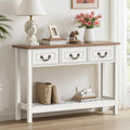 Sofa Table - Entryway Table with Drawers, Narrow Console Table for Living Room, Long Farmhouse Sofa Table with 3 Drawers & 2-Tier Shelves,Black Oak Finish for Hallway or Behind Couch