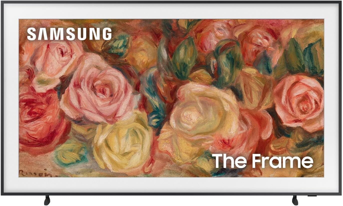 Samsung QN75LS03DAFXZA 75 Inch The Frame 4K Smart Quantum HDR TV with a Samsung HW-LS60D 2.0 Channel Photo Frame Speaker Pair (2024)