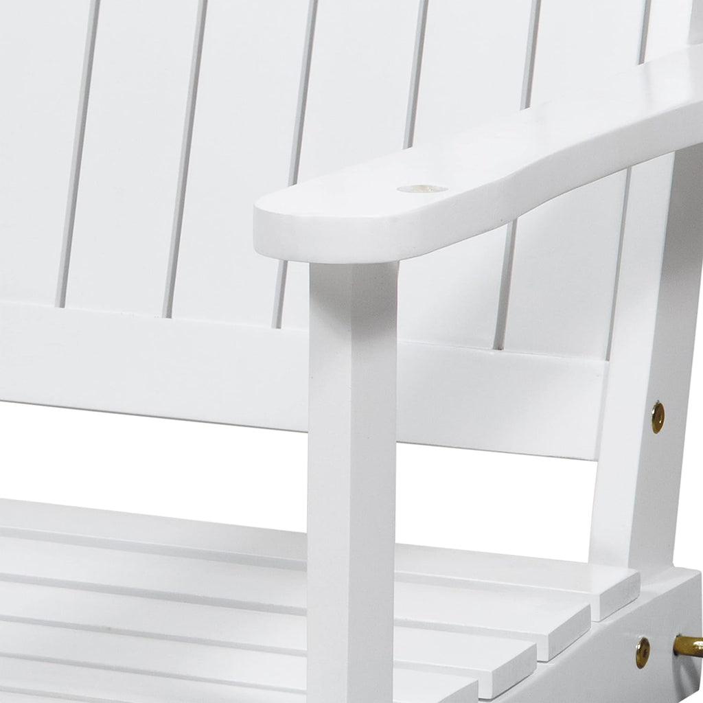 Outdoor Double Solid Wood Swing Chair, Thickened Teak Wood with backrest, Courtyard Balcony Hanging Leisure Rocking Chair, Decorating a Warm Home