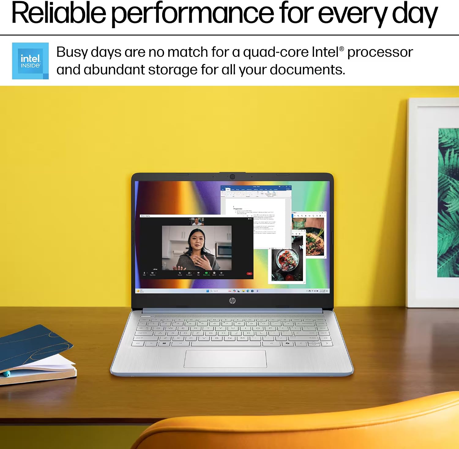 HP 14' Laptop Computer 2025-2026 Business Student, Copilot AI, Lifetime Office, 4-Core Intel CPU, 16GB RAM, 628GB Storage (128GB UFS +500GB Ext), Wi-Fi 6, 10+ Hrs, MarxsolAccessory, Win 11 Pro, Blue