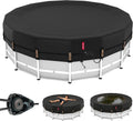 QH.HOME 28ft Round Pool Cover,[Ultimate Windproof & Tear-Resistant Fabric],Snug Fit with Patented Ratchet & Weight Rings,Solar Pool Cover for Above Ground Pools, Blocks Leaves &Waterproof