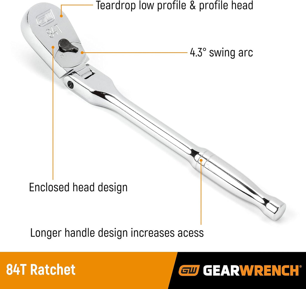 GEARWRENCH 4 Pc. Flex Handle RATCHET SET, 84T - 81230A-07