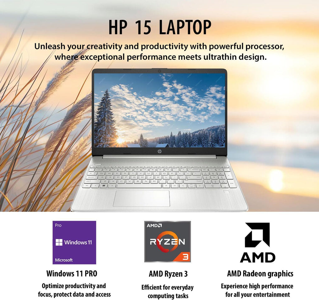 HP Pavilion 15.6 HD Laptop | AMD Ryzen 3 | 32GB Memory | 2TB PCIe SSD | Windows 11 Pro | 10-Hr Long Battery Life | AMD Radeon Graphics | Wi-Fi | HDMI | w/WOWPC Recovery USB